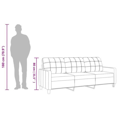 vidaXL 3-Seater Sofa Black 180 cm Faux Leather - Image 9