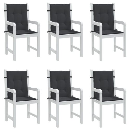 6pcs Garden Chair Cushions Lowback Patio Seat Mat Pads Black Fabric 100x50x3cm - Image 4