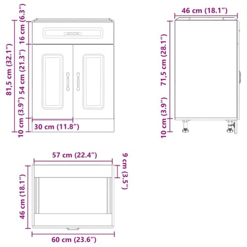 Kitchen Base Cabinet Kalmar White Engineered Wood - Image 11