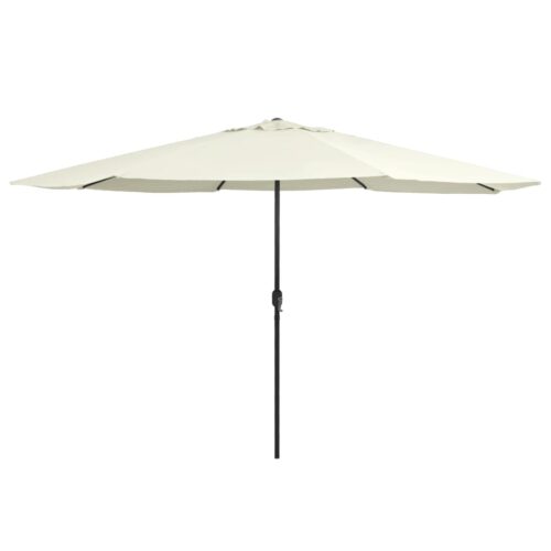 Garden Umbrella Outdoor Patio Beach Cantilever Parasol withMetal Pole 390cm Sand White