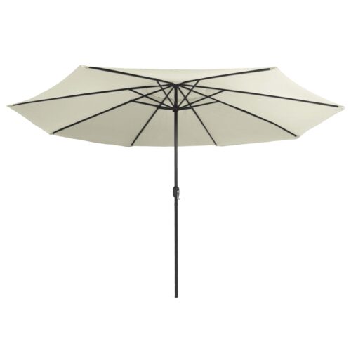 Garden Umbrella Outdoor Patio Beach Cantilever Parasol withMetal Pole 390cm Sand White - Image 3