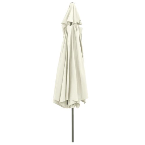 Garden Umbrella Outdoor Patio Beach Cantilever Parasol withMetal Pole 390cm Sand White - Image 4