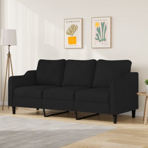 vidaXL 3-Seater Sofa Black 180 cm Fabric - Image 2