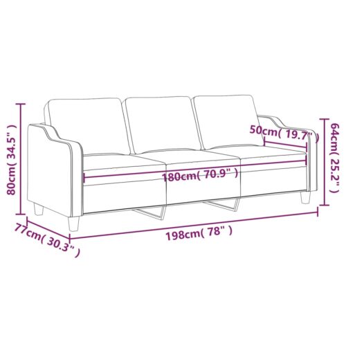 vidaXL 3-Seater Sofa Black 180 cm Fabric - Image 8