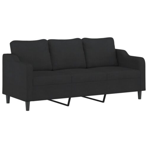 vidaXL 3-Seater Sofa Black 180 cm Fabric - Image 9