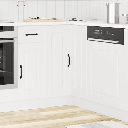 Kitchen Corner Base Cabinet Kalmar White Engineered Wood - Image 3