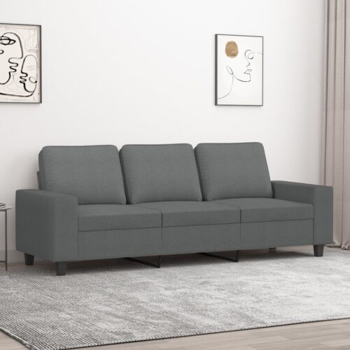 vidaXL 3-Seater Sofa Dark Grey 180 cm Fabric - Image 2