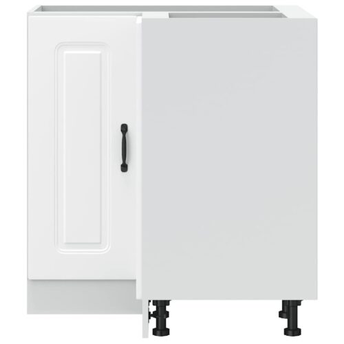 Kitchen Corner Base Cabinet Kalmar White Engineered Wood - Image 5