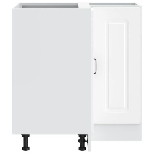 Kitchen Corner Base Cabinet Kalmar White Engineered Wood - Image 7
