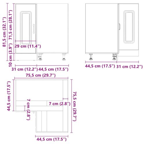 Kitchen Corner Base Cabinet Kalmar White Engineered Wood - Image 12