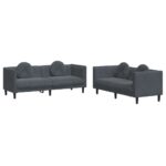2-Piece Velvet Sofa Set Seater Living Room Lounge TV Couch Armchairs Dark Grey