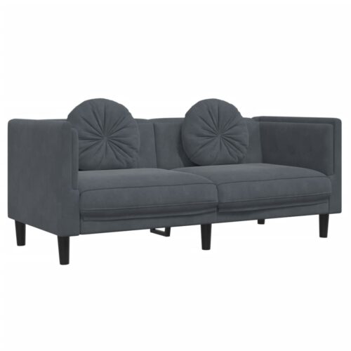 2-Piece Velvet Sofa Set Seater Living Room Lounge TV Couch Armchairs Dark Grey - Image 4