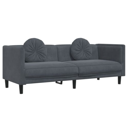 2-Piece Velvet Sofa Set Seater Living Room Lounge TV Couch Armchairs Dark Grey - Image 5