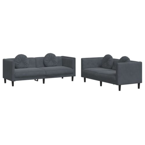 2-Piece Velvet Sofa Set Seater Living Room Lounge TV Couch Armchairs Dark Grey - Image 10