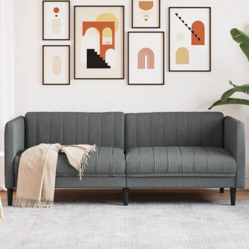 Sofa 3-Seater Dark Grey Fabric - Image 2