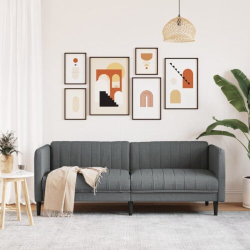 Sofa 3-Seater Dark Grey Fabric - Image 3