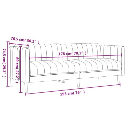 Sofa 3-Seater Dark Grey Fabric - Image 9