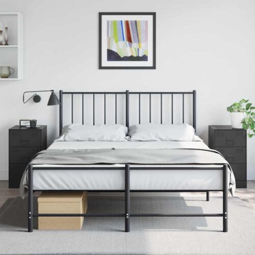 vidaXL Bedside Cabinets 2pcs Black 34.5x39x62 cm Steel - Image 2