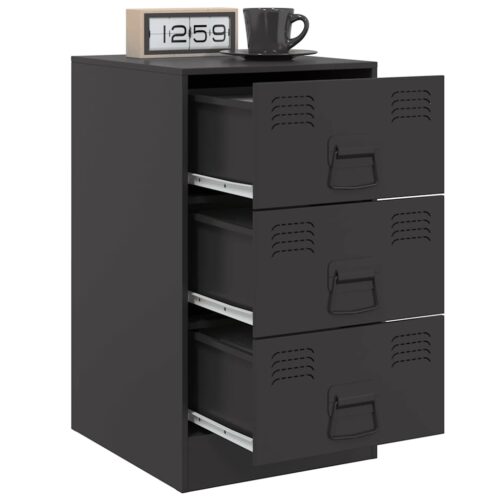 vidaXL Bedside Cabinets 2pcs Black 34.5x39x62 cm Steel - Image 4