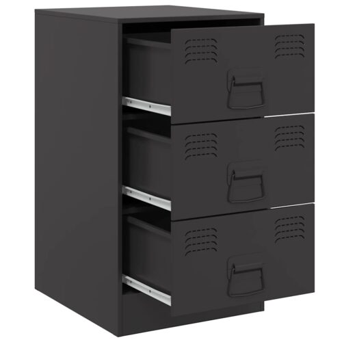 vidaXL Bedside Cabinets 2pcs Black 34.5x39x62 cm Steel - Image 7