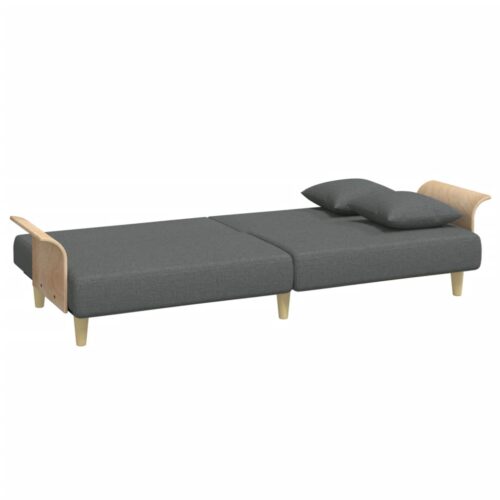 2-Seater Sofa Bed with Pillows and Footstool Dark Grey Velvet - Image 5