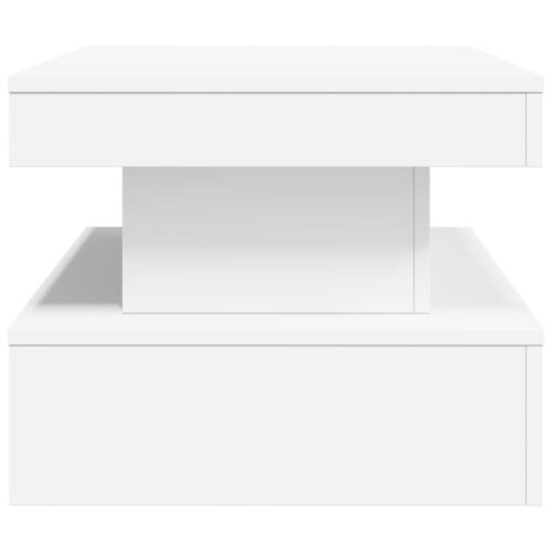 LED Lights Wooden Coffee Table Modern Lounge Sofa Lamp Side Storage Stand White 90x50x40cm - Image 8
