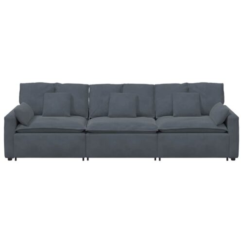 Modular Sofa with Cushions Dark Grey - Image 5