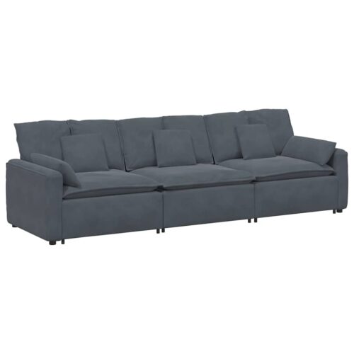 Modular Sofa with Cushions Dark Grey - Image 11