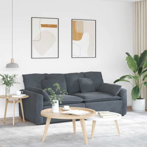 Modular Sofa with Cushions Dark Grey - Image 2