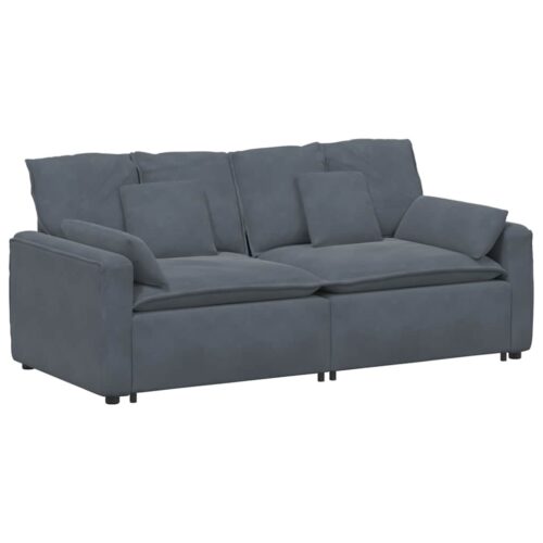 Modular Sofa with Cushions Dark Grey - Image 10
