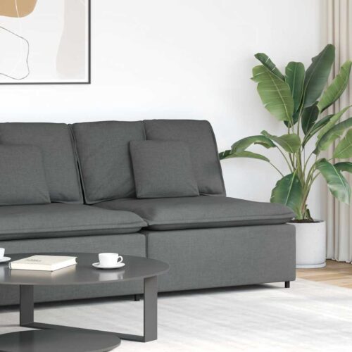 vidaXL Modular Sofa Centre Module with Cushions Dark Grey 100 cm - Image 2
