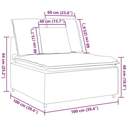 vidaXL Modular Sofa Centre Module with Cushions Dark Grey 100 cm - Image 8