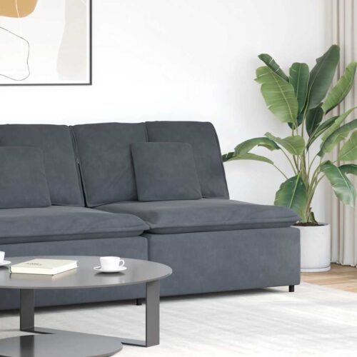 vidaXL Modular Sofa Centre Module with Cushions Dark Grey 100 cm - Image 2