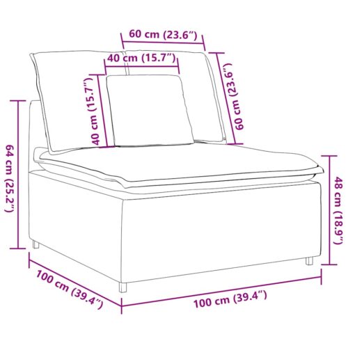 vidaXL Modular Sofa Centre Module with Cushions Dark Grey 100 cm - Image 8