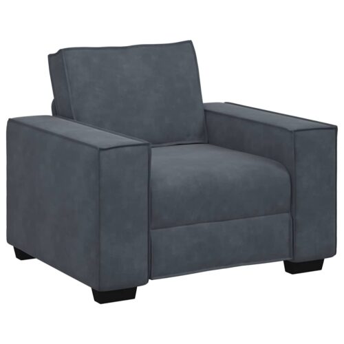 3-Piece Sofa Set with Cushions Dark Grey Velvet Modern Living Room Lounge Couch Armchairs - Image 4