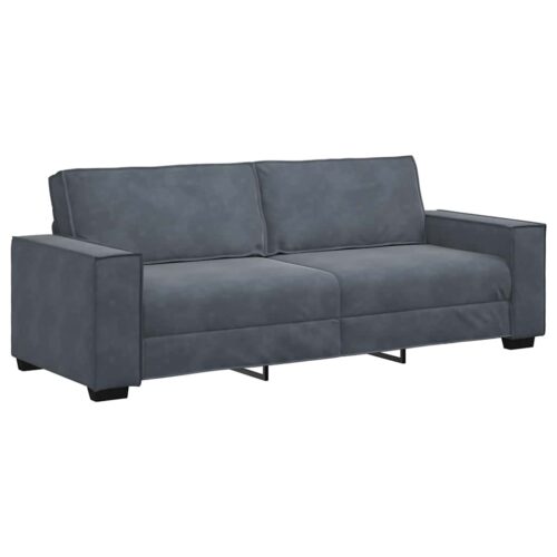 3-Piece Sofa Set with Cushions Dark Grey Velvet Modern Living Room Lounge Couch Armchairs - Image 6