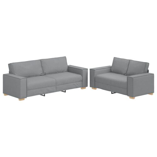 2-Piece Sofa Set with Cushions Light Grey Fabric Modern Living Room Lounge Couch Armchairs