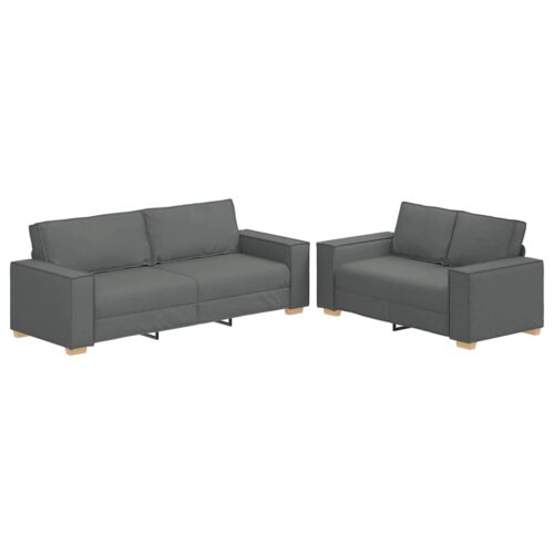 2-Piece Sofa Set with Cushions Dark Grey Fabric Modern Living Room Lounge Couch Armchairs - Image 12