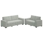 2-Piece Velvet Sofa Set Seater Living Room Lounge TV Couch Armchairs Light Grey