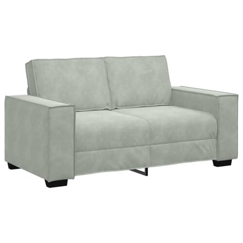 2-Piece Velvet Sofa Set Seater Living Room Lounge TV Couch Armchairs Light Grey - Image 4
