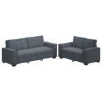 2-Piece Velvet Sofa Set Seater Living Room Lounge TV Couch Armchairs Dark Grey