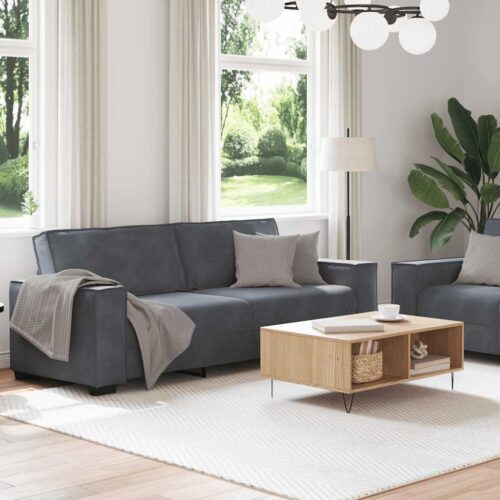 2-Piece Velvet Sofa Set Seater Living Room Lounge TV Couch Armchairs Dark Grey - Image 3