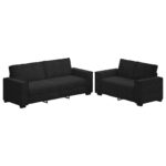 2-Piece Sofa Set with Cushions Black Velvet Modern Living Room Lounge Couch Armchairs