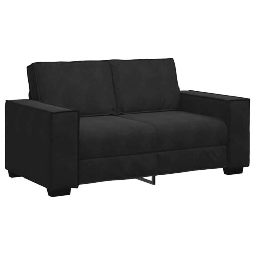 2-Piece Sofa Set with Cushions Black Velvet Modern Living Room Lounge Couch Armchairs - Image 4