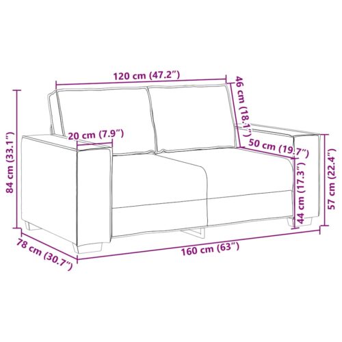vidaXL 2-Seater Sofa Dark Grey 120 cm Fabric - Image 9