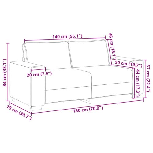 vidaXL 2-Seater Sofa Light Grey 140 cm Fabric - Image 9