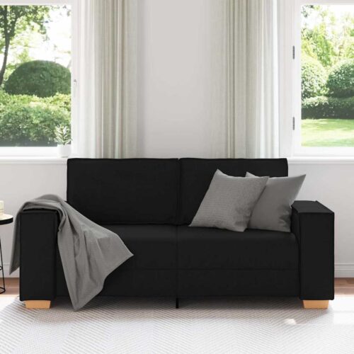 vidaXL 2-Seater Sofa Black 140 cm Fabric - Image 3