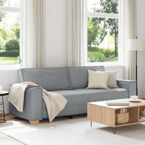 vidaXL 3-Seater Sofa Light Grey 180 cm Fabric - Image 2