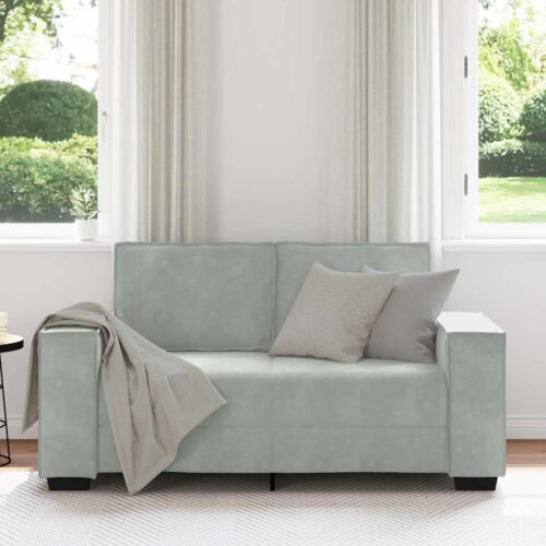 vidaXL 2-Seater Sofa Light Grey 120 cm Velvet - Image 3