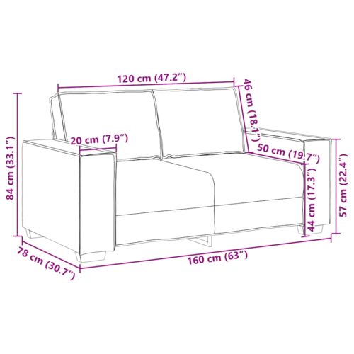 vidaXL 2-Seater Sofa Light Grey 120 cm Velvet - Image 9